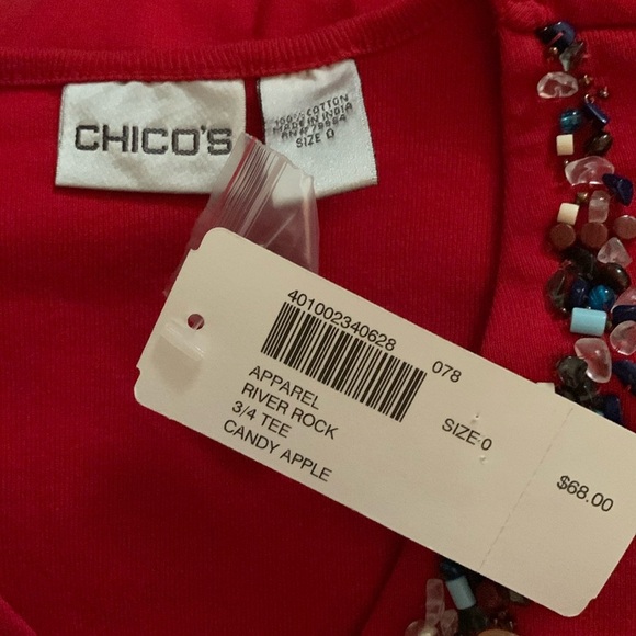NWT Chico’s River Rock Tee In Candy Apple - Picture 2 of 5